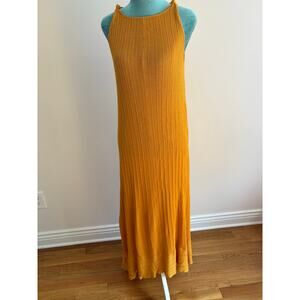 Mustard Yellow Ribbed Knit Maxi Dress - Boho Chic Summer Sundress wedding guest